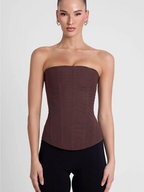 LEAU Muse Mesh Brown Corset Top